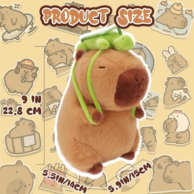 Capybara Stuffed Animals Toys Kawaii Rodents Plushie Toys With Turtle Backpack Cute Capybara Doll Gift for Kids and Home Decoration,KingKong Toys