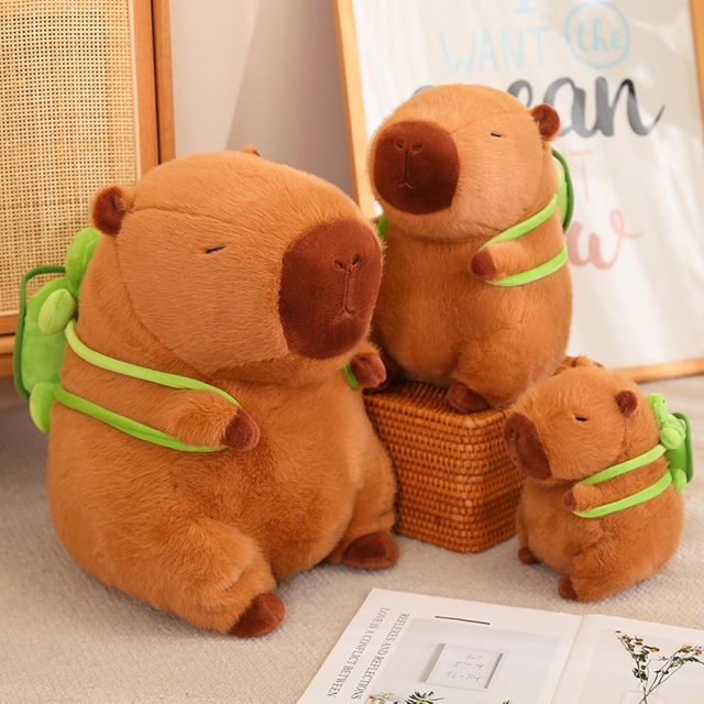 Capybara Stuffed Animals Toys Kawaii Rodents Plushie Toys With Turtle Backpack Cute Capybara Doll Gift for Kids and Home Decoration,KingKong Toys