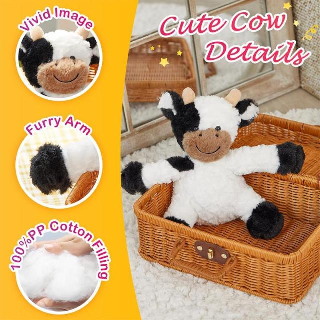 Adorable Plush Cow Toy Floppy Dairy Cattle Soft Stuffed Animal Cute Birthday Gifts for Boys Girls Kids Toddlers,KingKong Toys