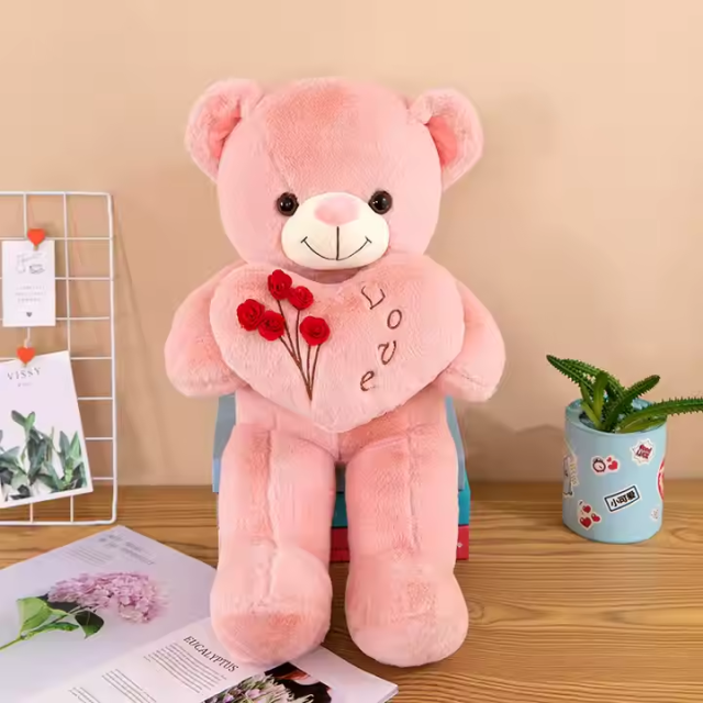 Valentine's Day Teddy Bear Soft Cotton Red Heart 'I Love You' Stuffed Animals Toys Gifts,KingKong Toys