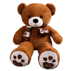 Brown Love Heart Teddy Bear Embroidery Stuffed Toys Plushie Valentines Gifts,KingKong Toys