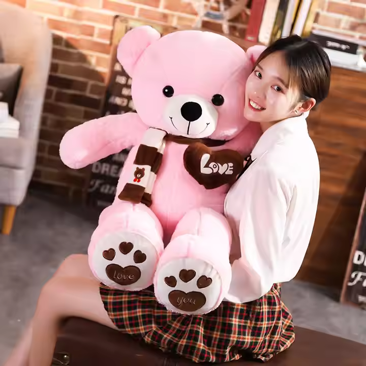 Brown Love Heart Teddy Bear Embroidery Stuffed Toys Plushie Valentines Gifts,KingKong Toys