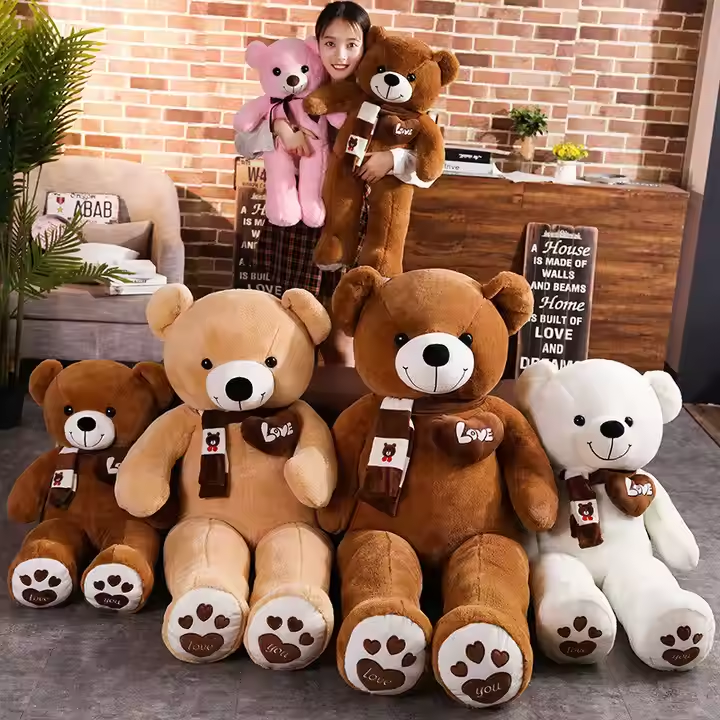 Brown Love Heart Teddy Bear Embroidery Stuffed Toys Plushie Valentines Gifts,KingKong Toys