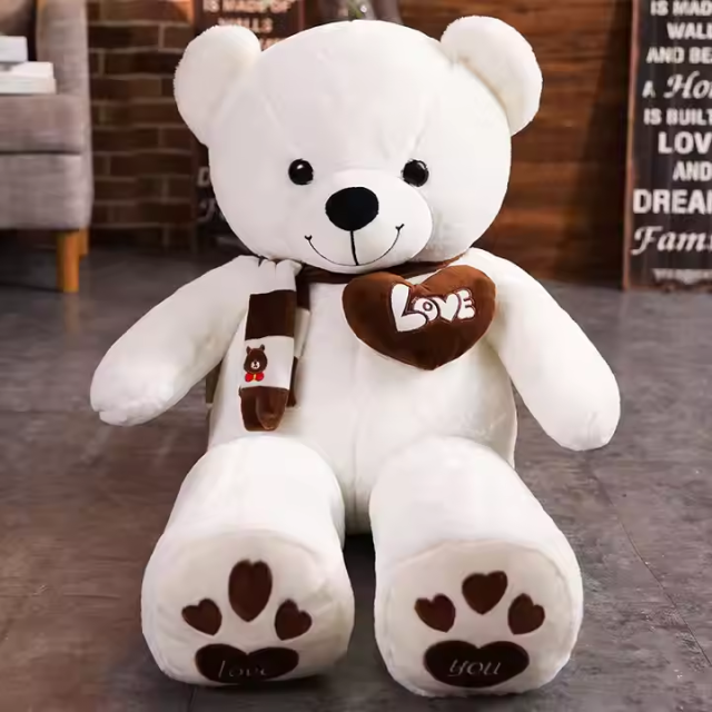 Brown Love Heart Teddy Bear Embroidery Stuffed Toys Plushie Valentines Gifts,KingKong Toys