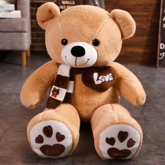Brown Love Heart Teddy Bear Embroidery Stuffed Toys Plushie Valentines Gifts,KingKong Toys