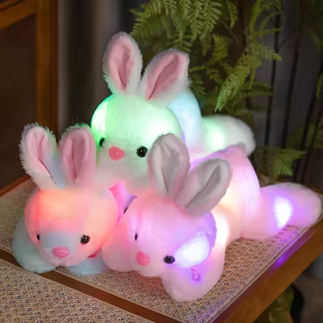 Lighted Rabbit 30CM Stuffed Animal Colorful Plushie Toy Light up Cute Rabbit Luminous Toys for Valentine Present,KingKong Toys