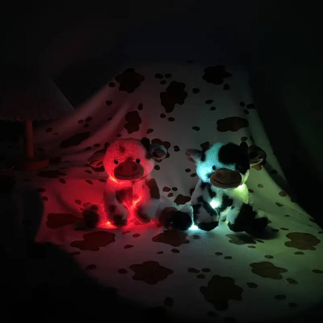 Luminous Cow Toy for Birthday LED Light Animal Soft Stuffed Toys Noctilucent Gifts Plush Fabric PP Cotton Filling,KingKong Toys