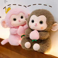Autism Doll Monkey Toys Manufacturer Stuffed Animal Plush Toy Super Soft Plushies Pink Monkey with Peach,KingKong Toys
