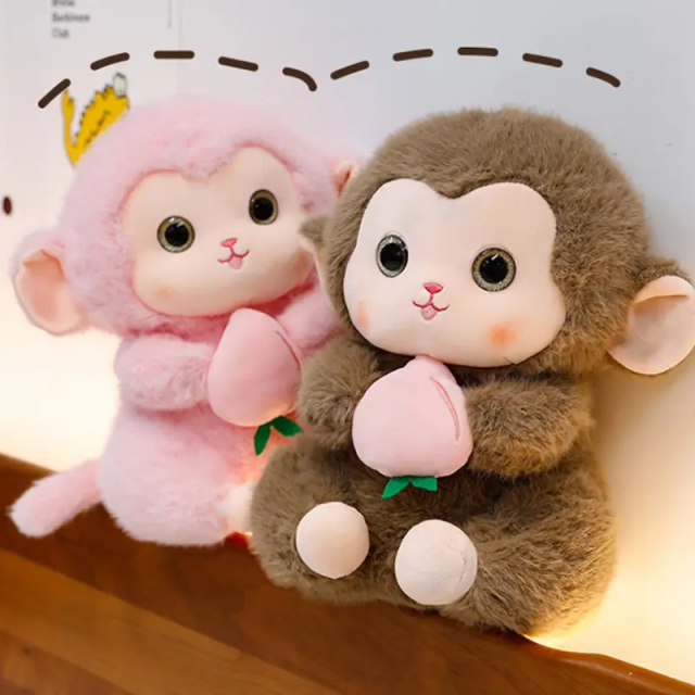 Autism Doll Monkey Toys Manufacturer Stuffed Animal Plush Toy Super Soft Plushies Pink Monkey with Peach,KingKong Toys