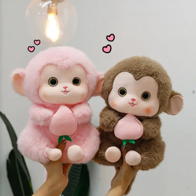 Autism Doll Monkey Toys Manufacturer Stuffed Animal Plush Toy Super Soft Plushies Pink Monkey with Peach,KingKong Toys