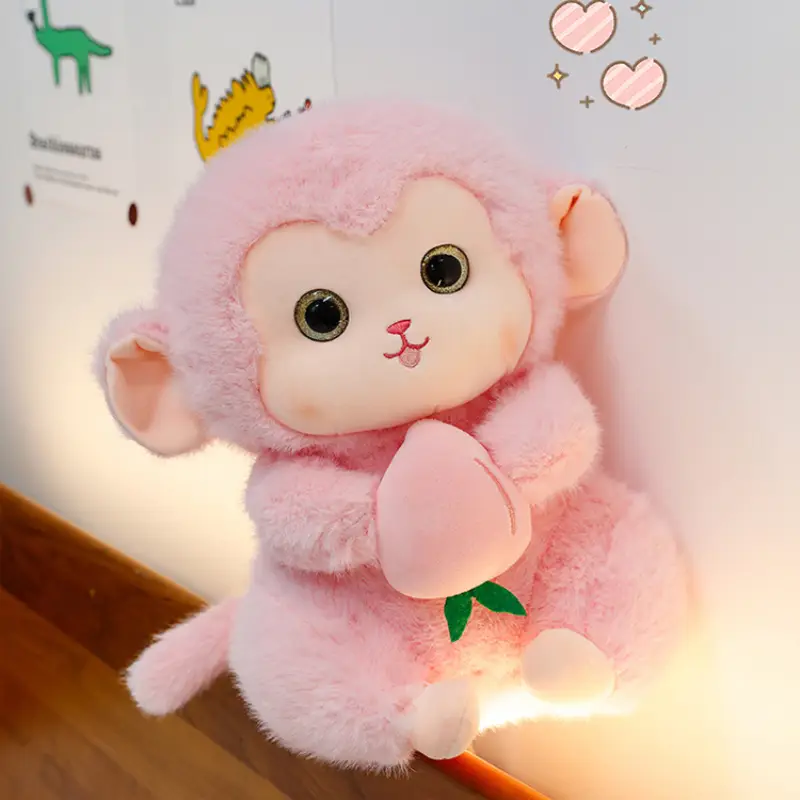 Autism Doll Monkey Toys Manufacturer Stuffed Animal Plush Toy Super Soft Plushies Pink Monkey with Peach,KingKong Toys
