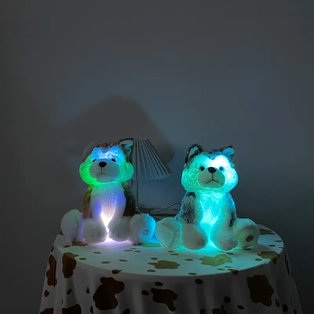 Luminous Husky Dog Plush Toys Lighting Doll Stuffed Animal Toy Bulk Kids Gift,KingKong Toys
