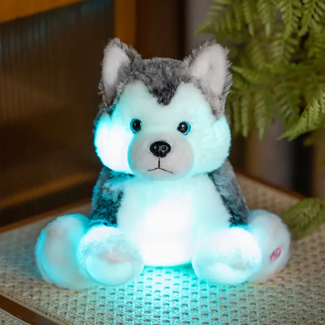 Luminous Husky Dog Plush Toys Lighting Doll Stuffed Animal Toy Bulk Kids Gift,KingKong Toys