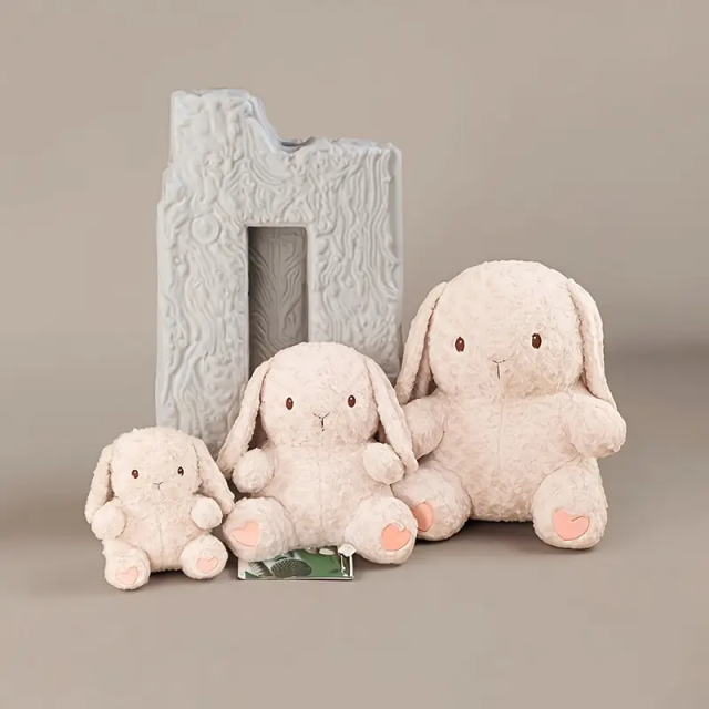 White Little Cute Animal Plush Toys Stuffed Rabbit Compact Short Plush Customizable Plushies for Kids,KingKong Toys