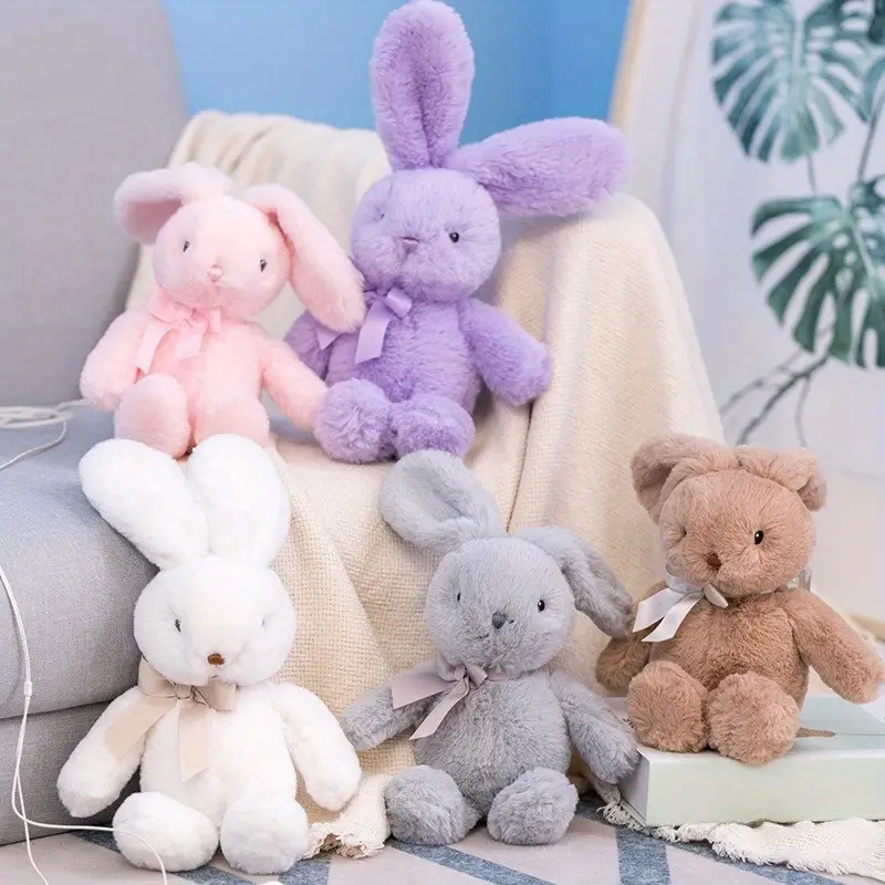 White Pink Cute Animal Plush Toys Long Ears Stuffed Bonnie Rabbit Compact Plushies for Kids,KingKong Toys