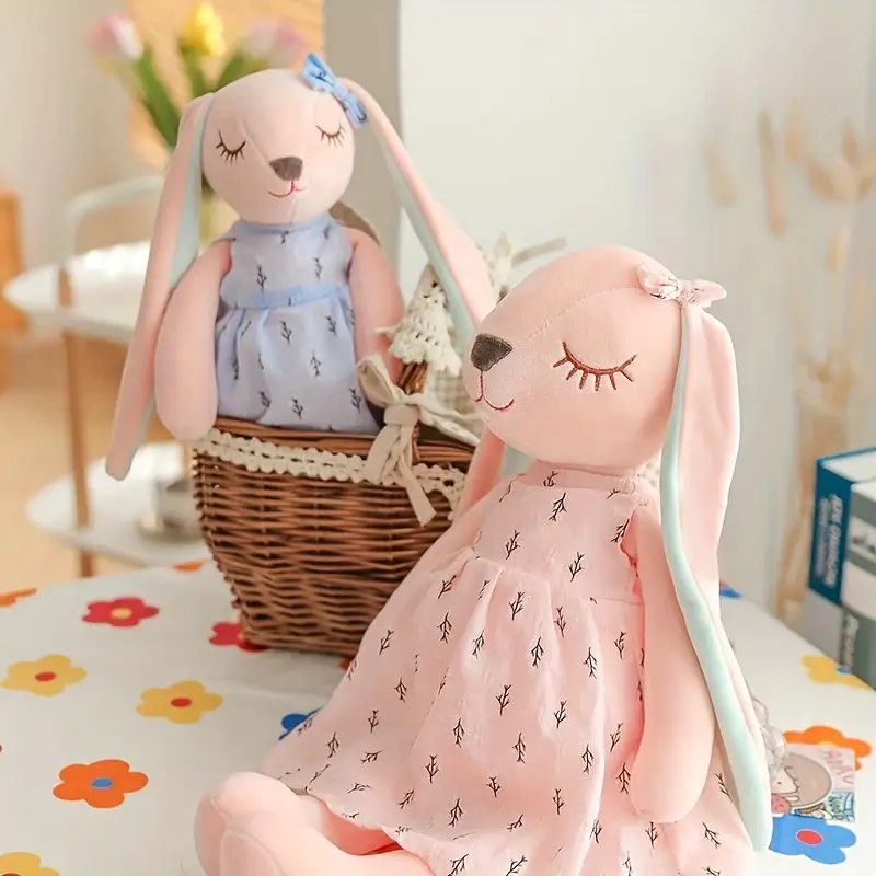 Long Ear Pink Animal Plush Toys Stuffed Jelly Rabbit Toy Custom Various Colour Plushies with Dress,KingKong Toys