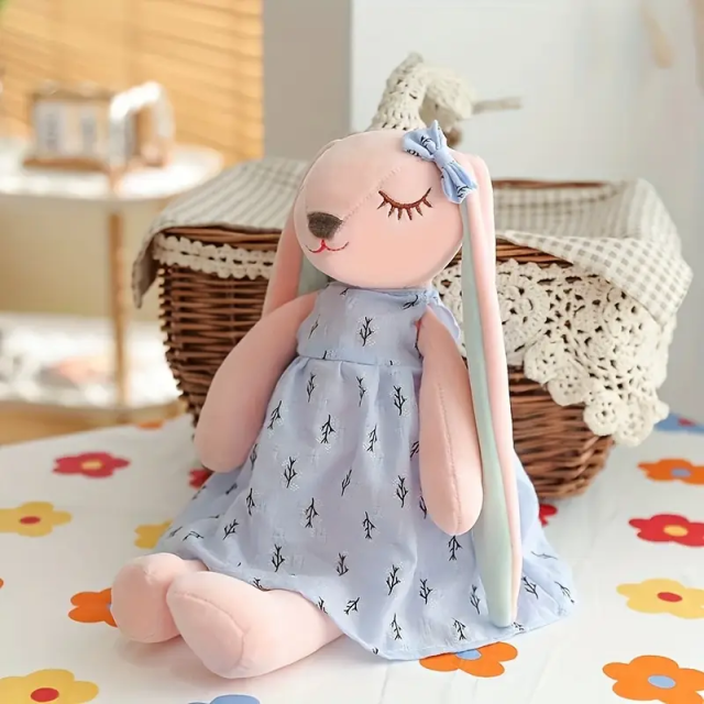 Long Ear Pink Animal Plush Toys Stuffed Jelly Rabbit Toy Custom Various Colour Plushies with Dress,KingKong Toys