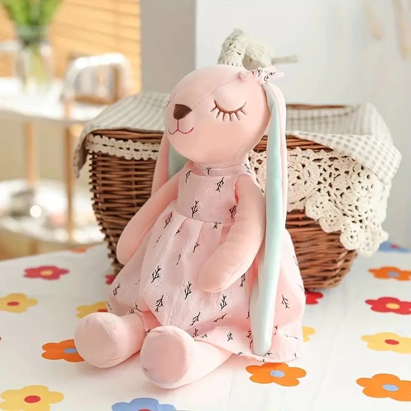 Long Ear Pink Animal Plush Toys Stuffed Jelly Rabbit Toy Custom Various Colour Plushies with Dress,KingKong Toys