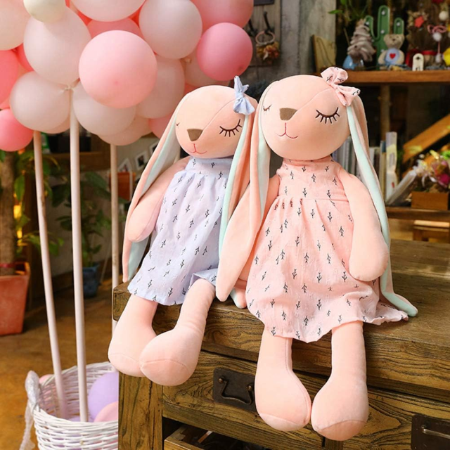 Long Ear Pink Animal Plush Toys Stuffed Jelly Rabbit Toy Custom Various Colour Plushies with Dress,KingKong Toys