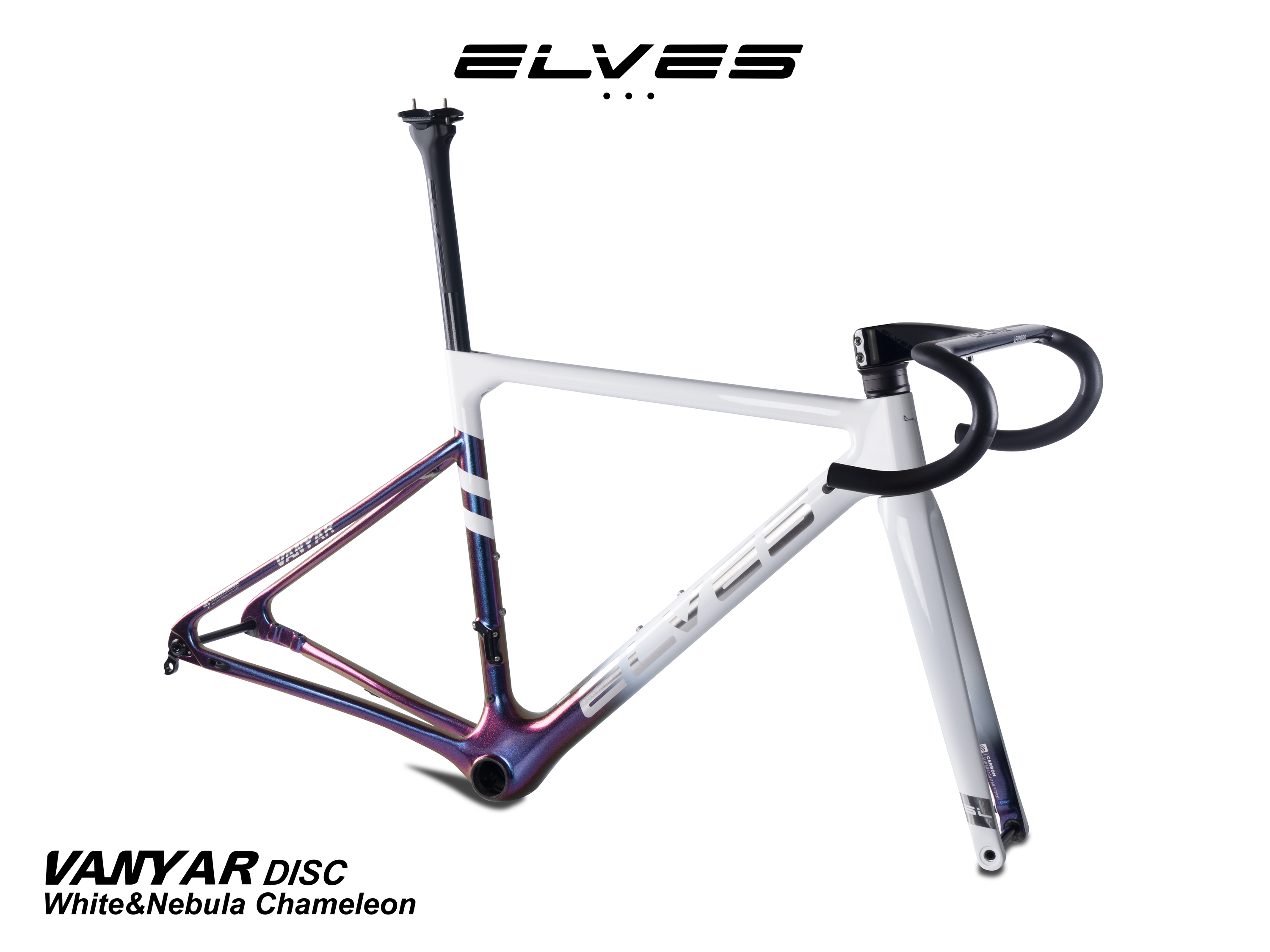 ロードバイクELVES VANTAR ディスク　ロードバイク ホワイト/レッド エルヴス イグラス プロ ディスクブレーキフルカーボンフレーム