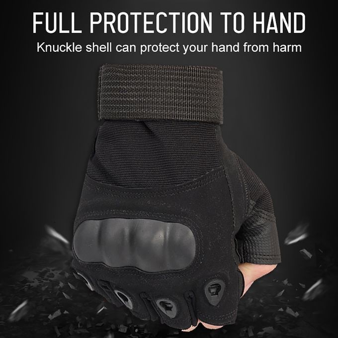 Fingerless Gloves With Hard Knuckle Anti-Slip Adjustable