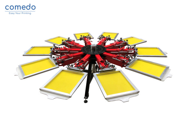 Micro Registration 12 Color 12 Station Aluminum Tshirt Silk Screen Printing Machine Press