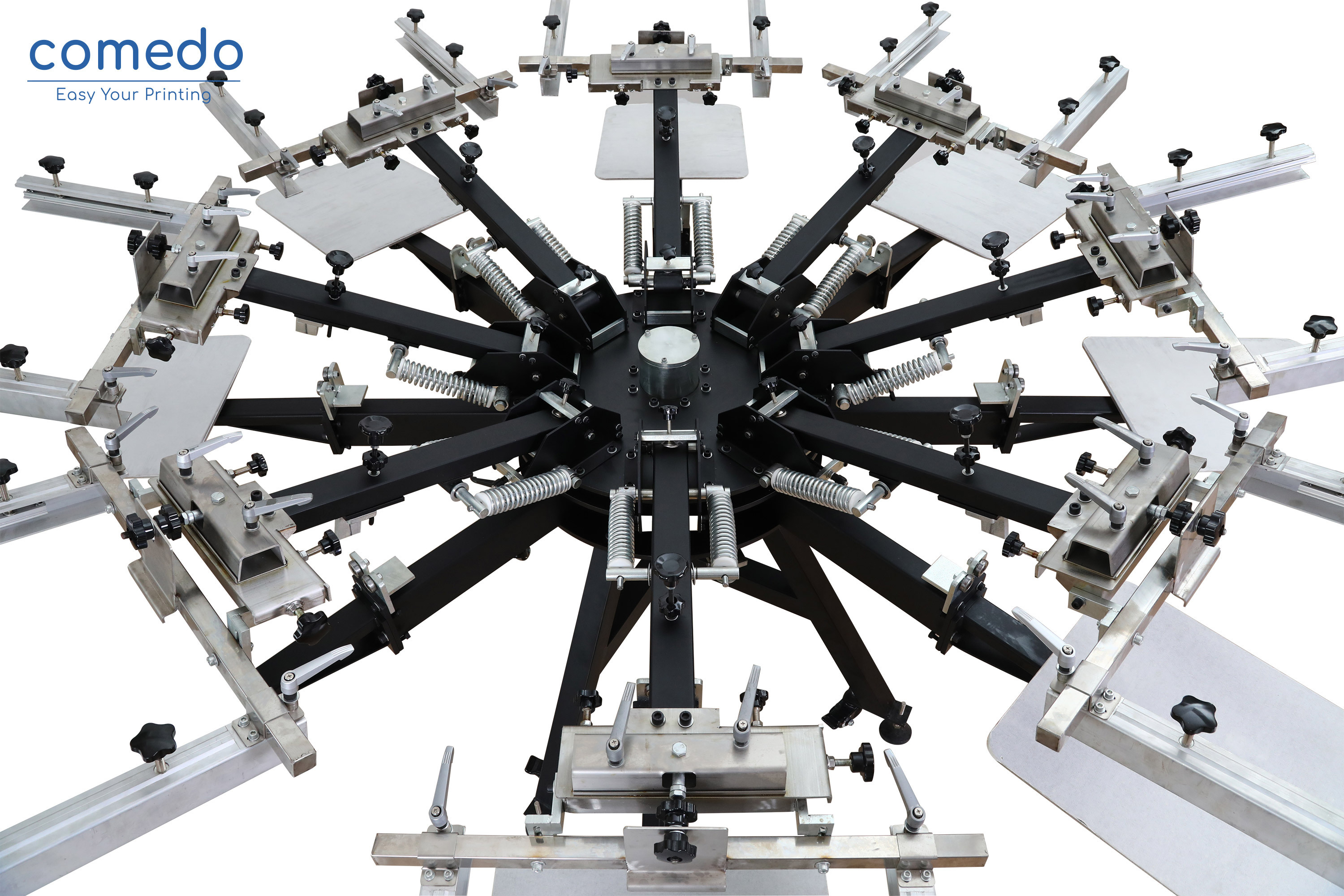 Manual 8 color 8 station heavy duty double clamp screen printer with micro-registration