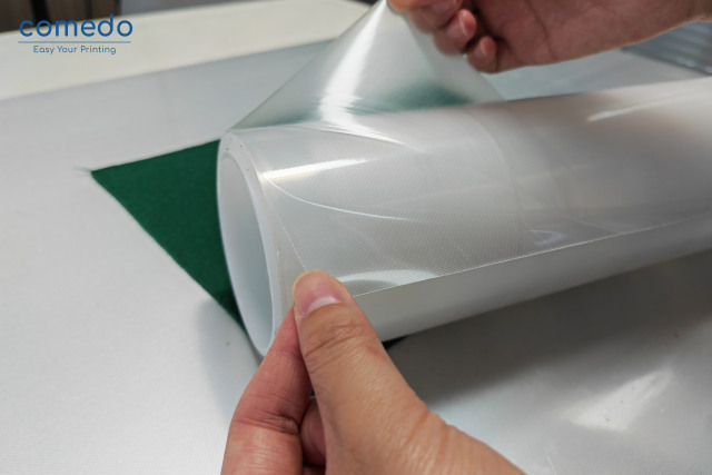 Printed positioning double sided plate film