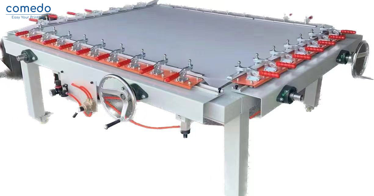 Pneumatic double clamp mesh stretching machine