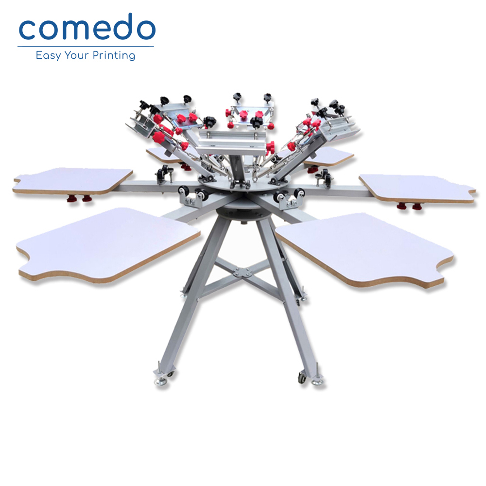 Manual rotary screen printing machine with micro regstration 404 606 808