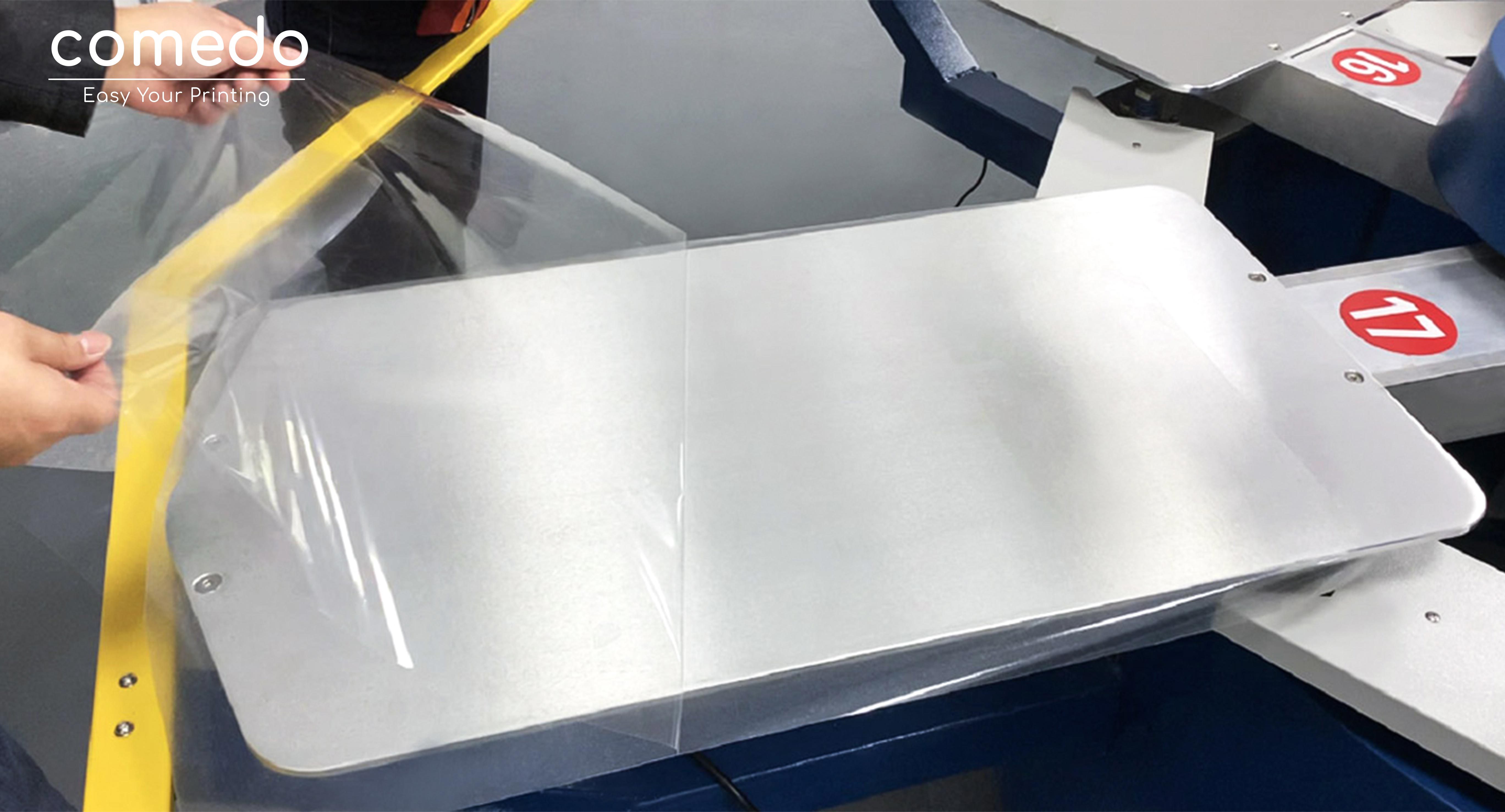 Screen printing repeatable double sided pallet film