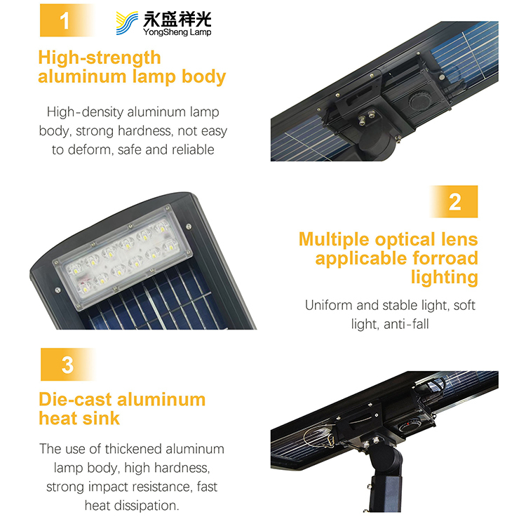 National standard module all in one integrated LED solar street light with double-sided monocrystal IP65 for street light and parking lot