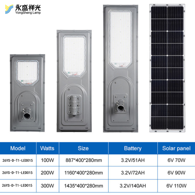 Energy saving outdoor waterproof IP65 solar light integrated all in one 100w 200w 300w smd dia casting aluminum housing for city road parking lot square lighting