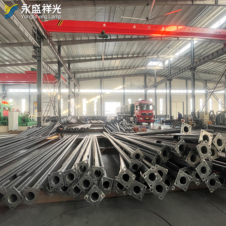 China factory straight light post customized hot dip galvanized 3-12m single arm road pole street light pole with anchor bolts