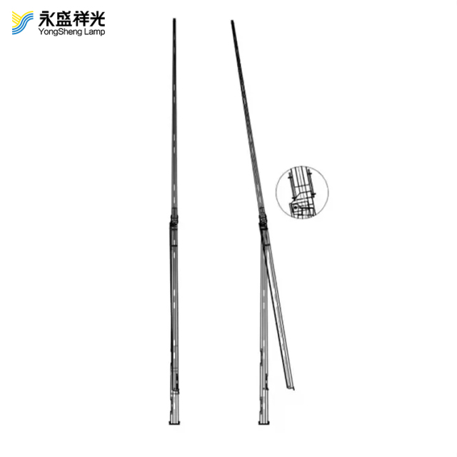 Manufacturer Customized 8m 10m 12m 15m Hot Dip Galvanized Steel Outdoor Lamp Pole Mid Hinge Folding Street Light Pole