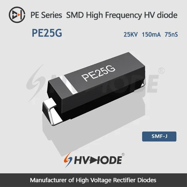 PE25G SMD high voltage diode 25KV,150mA, 75nS