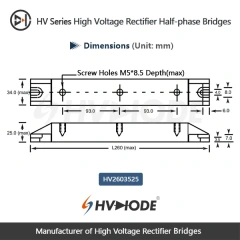 HV2030 高压整流半桥 30KV 2A 50-60Hz( 单臂)