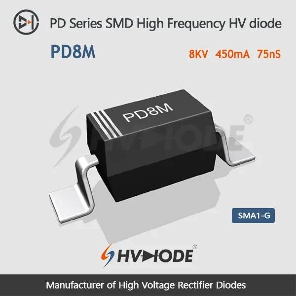 HVDIODE PD8M Ultra-Efficient 8KV 450mA SMD High Voltage Diode with Quick 75ns Recovery