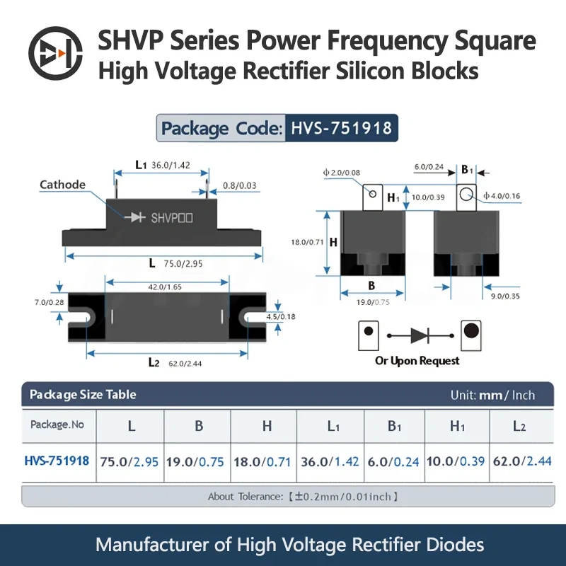 SHVP Series Power Frequency Square High Voltage Rectifier Silicon Blocks