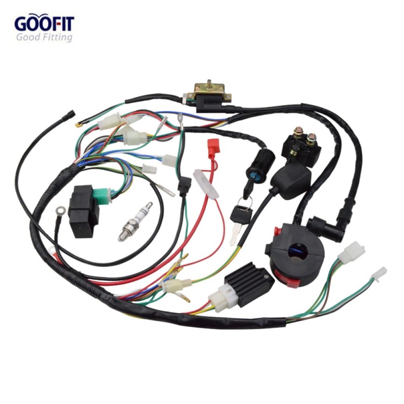 GOOFIT Full Electrics Wiring Harness Coil Rectifier CDI Solenoid Spark Plug Replacement For 50cc 125cc ATV Quad Pit Dirt Bike Buggy Go Kart