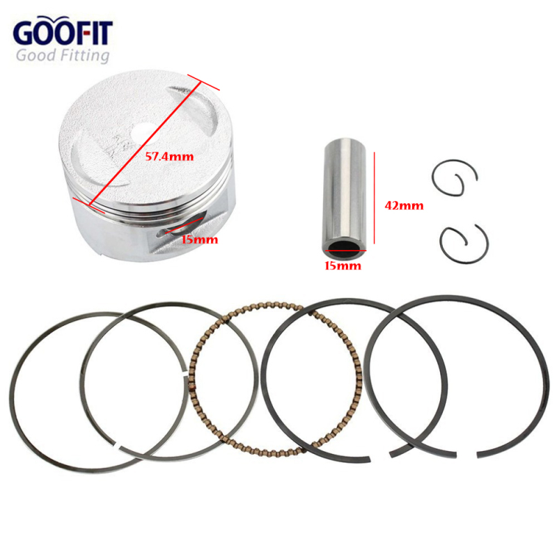GOOFIT 57.4mm Piston Assembly Kit Replacement For GY6 150cc ATV Moped Scooter 157QMJ