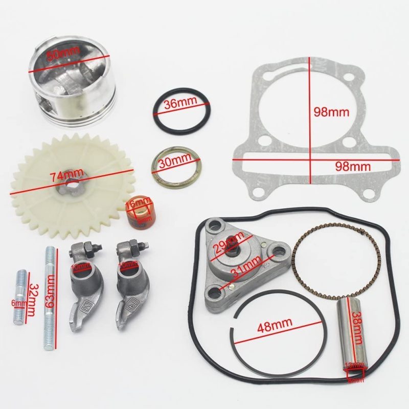 GOOFIT 100cc Big Bore Cylinder Rebuild Kit 50mm Bore Upgrade Replacement For GY6 50cc 139qmb Racing Scooter