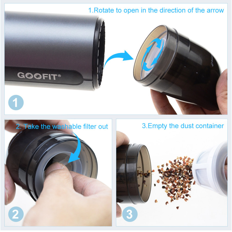 GOOFIT 2600mAh Rechargeable Handheld Vacuum Cleaner Cordless Powerful Suction Portable Car Vacuum Cleaner Handheld Vacuums Light