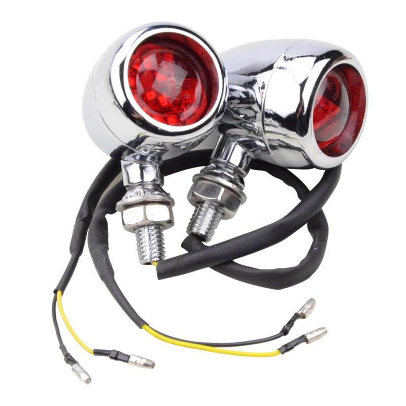 GOOFIT Motorcycle Red Cover Chrome LED Indicator Turn Signal light Side Light Lamp Replacement For Scooter ATV Bike