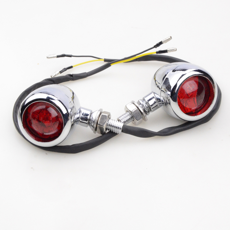 GOOFIT Motorcycle Red Cover Chrome LED Indicator Turn Signal light Side Light Lamp Replacement For Scooter ATV Bike