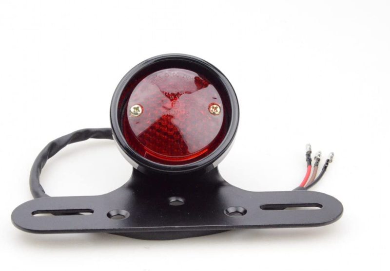 GOOFIT Chrome Motorcycle Black Rear Brake Tail Light With Integrated Indicator Turn Signal Red Backup Lamp Replacement For Scooter PocketBike ATV