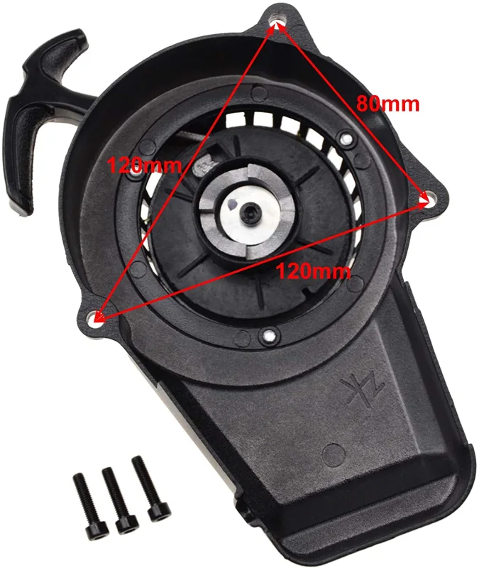 GOOFIT black alloy pull start recoil starter with 18-inch flywheel Replacement For 47cc 49cc pocket off-road bike mini ATV