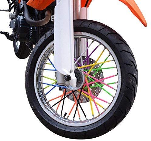 GOOFIT White 72Pcs/set Motorcycle Wheel Spoke Skins Covers Coats Trim Cover Pipe Decorative Protective Wraps Kits Motocross Dirtbike street bike