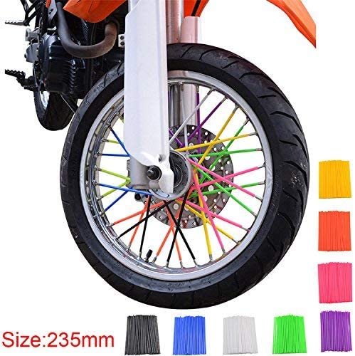 GOOFIT White 72Pcs/set Motorcycle Wheel Spoke Skins Covers Coats Trim Cover Pipe Decorative Protective Wraps Kits Motocross Dirtbike street bike