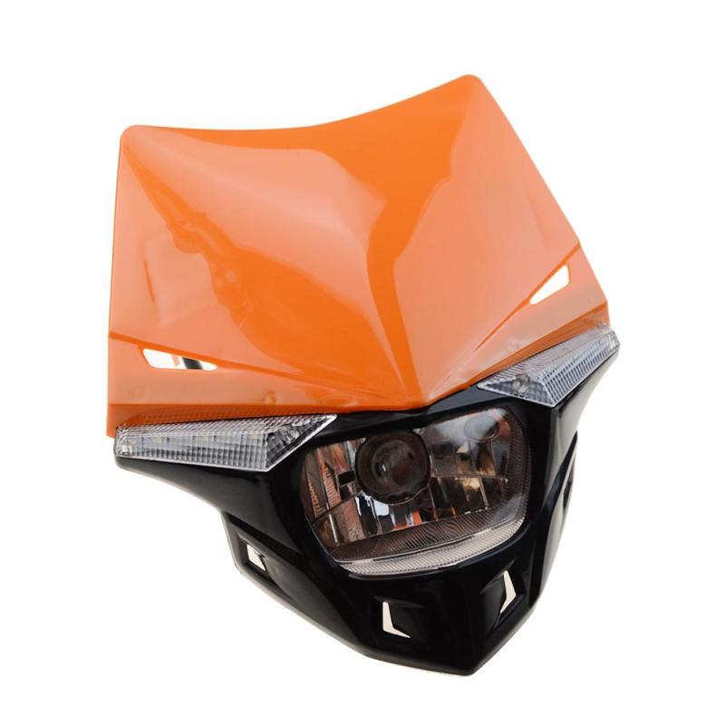 GOOFIT Orange H4 LED 12V 35W Motorbike Headlight 2 Indicators lights Approved Cover Halogen Indicator Fairing Lampshade lights
